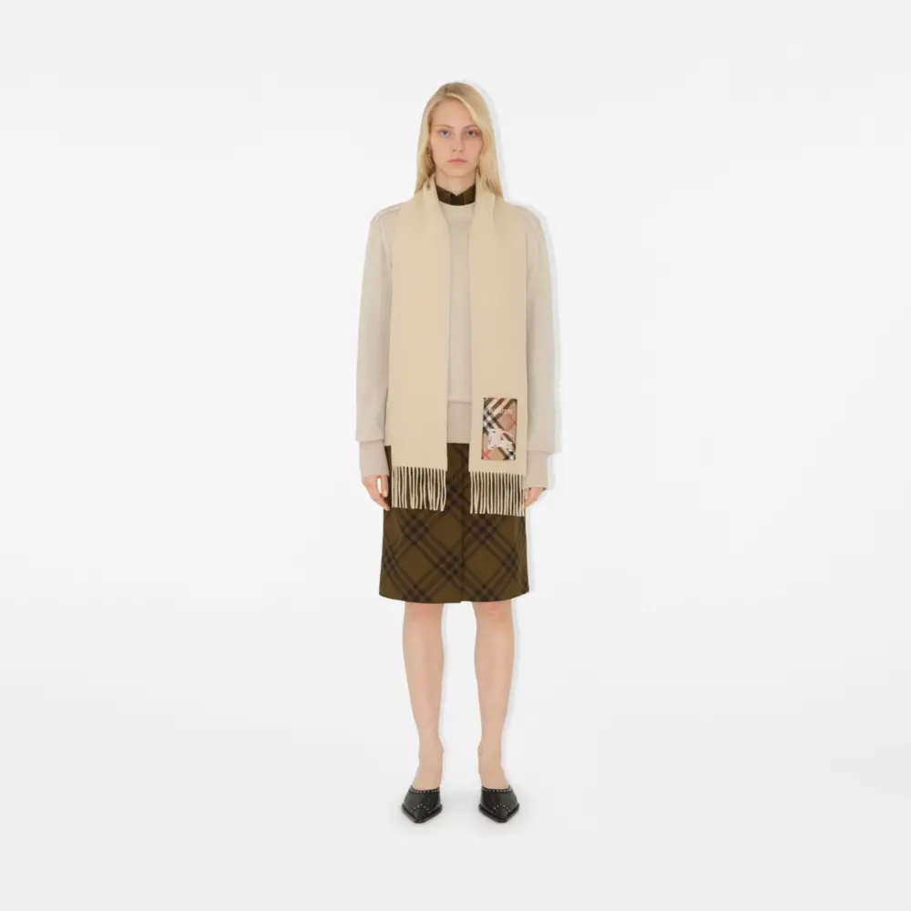Khăn Burberry Check Label Cashmere Scarf 'Nutmeg' 81039951 - Ảnh 3