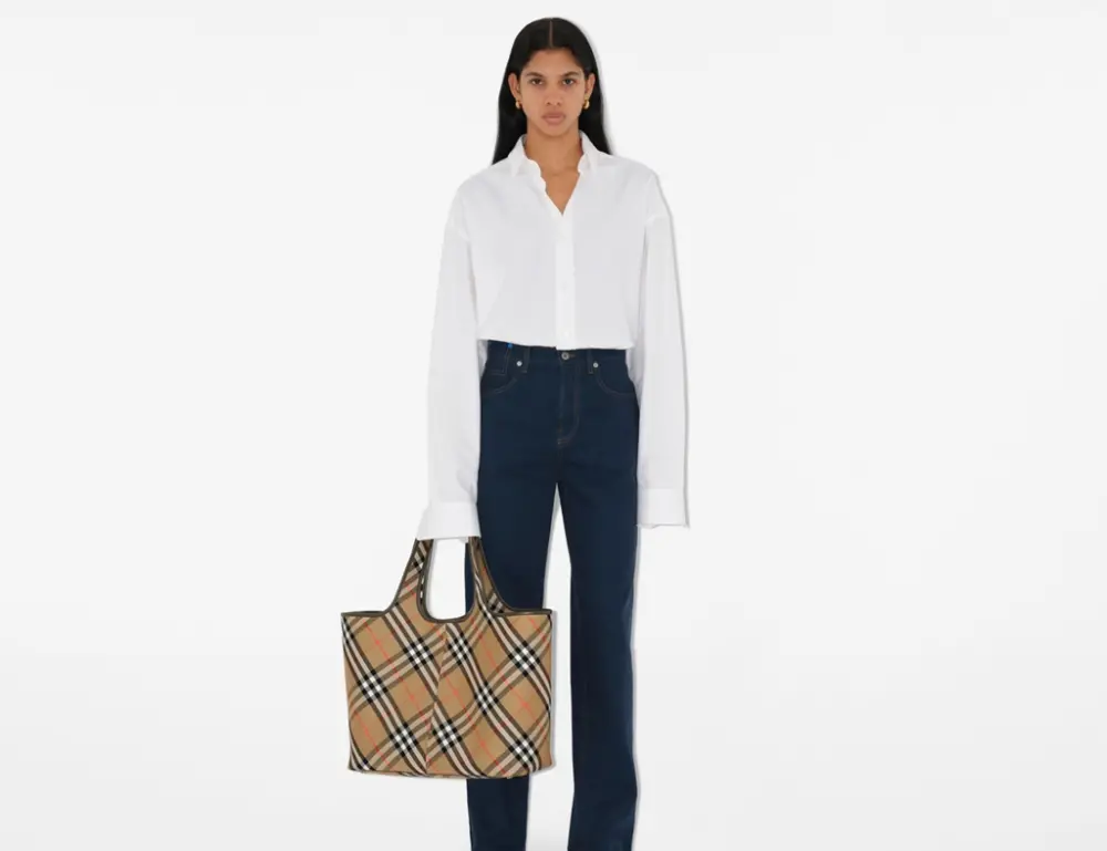 Alternative view of Túi Nữ Burberry Medium Check Tote 'Sand' 80939761