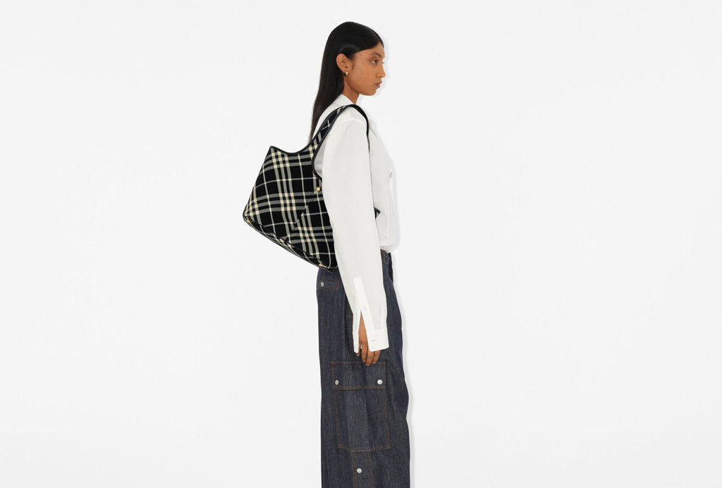 Túi Nữ Burberry Small Check Tote 'Black' 80946861 - Ảnh 3