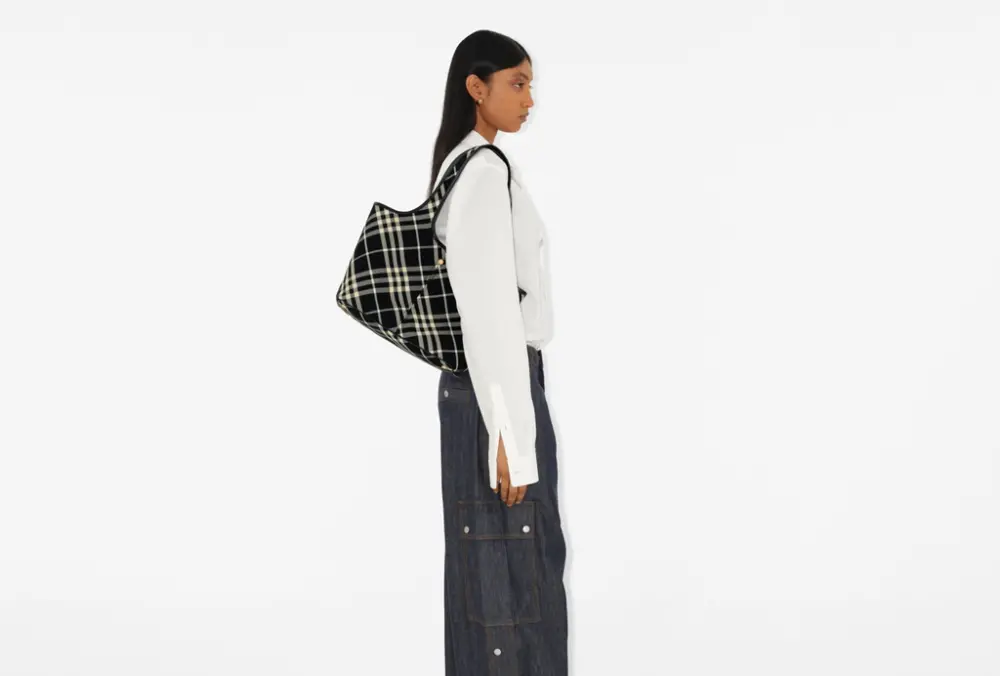 Túi Nữ Burberry Small Check Tote 'Black' 80946861 - Ảnh 3
