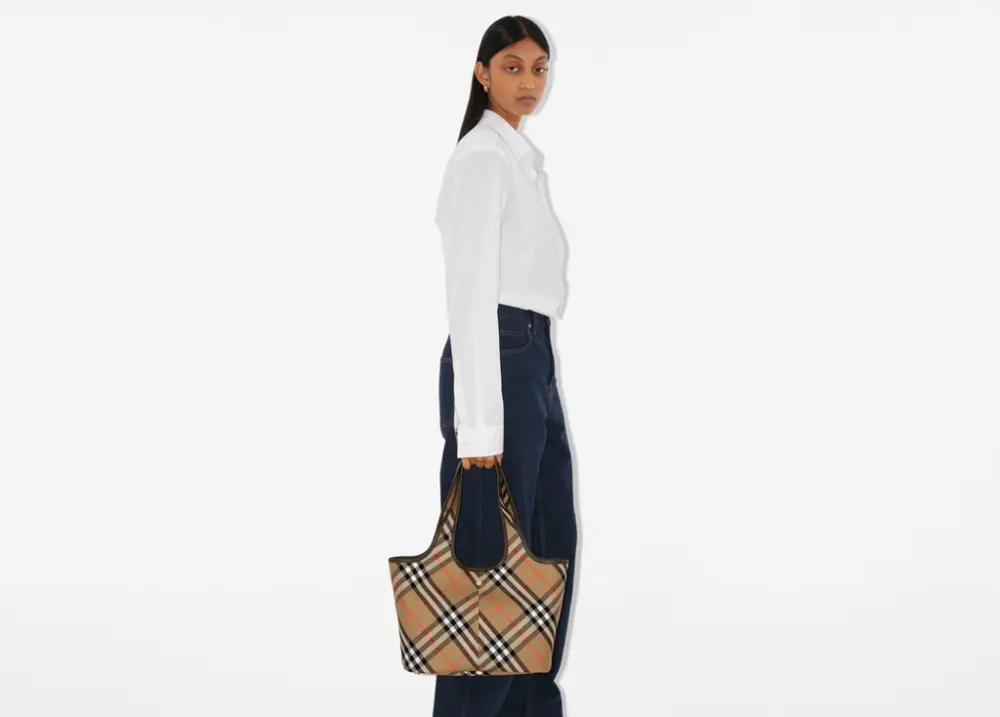 Túi Nữ Burberry Small Check Tote 'Sand' 80946851 - Ảnh 3