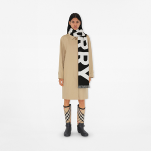 Alternative view of Khăn Burberry Logo Wool Scarf 'Black' 80542141