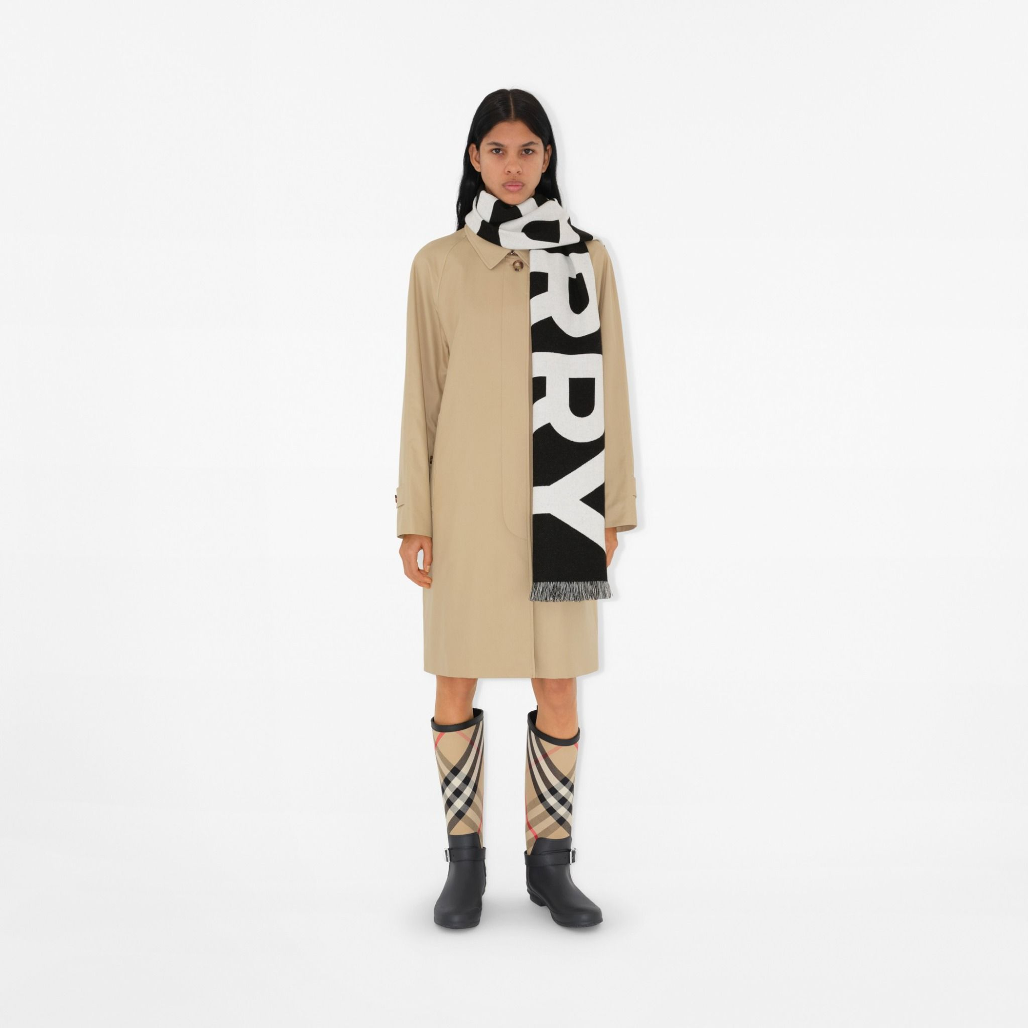 Khăn Burberry Logo Wool Scarf 'Black' 80542141 - Ảnh 2