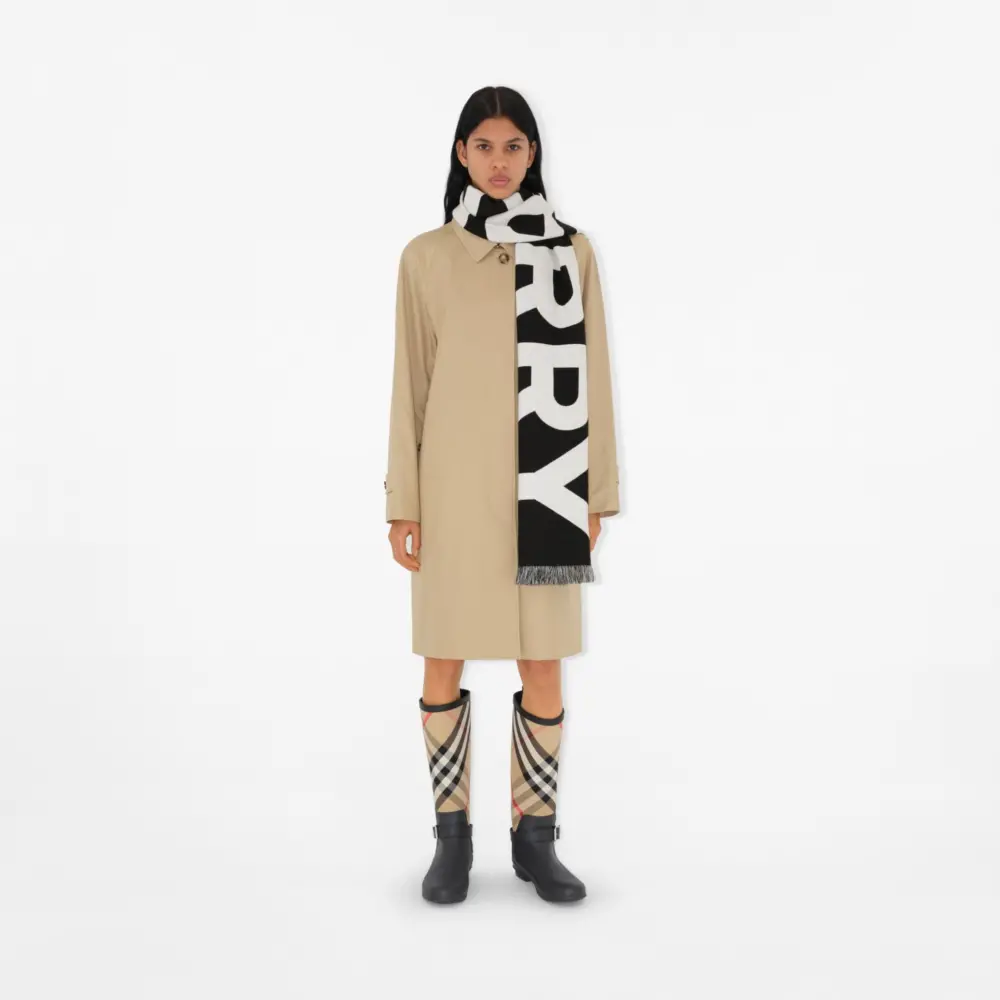 Alternative view of Khăn Burberry Logo Wool Scarf 'Black' 80542141