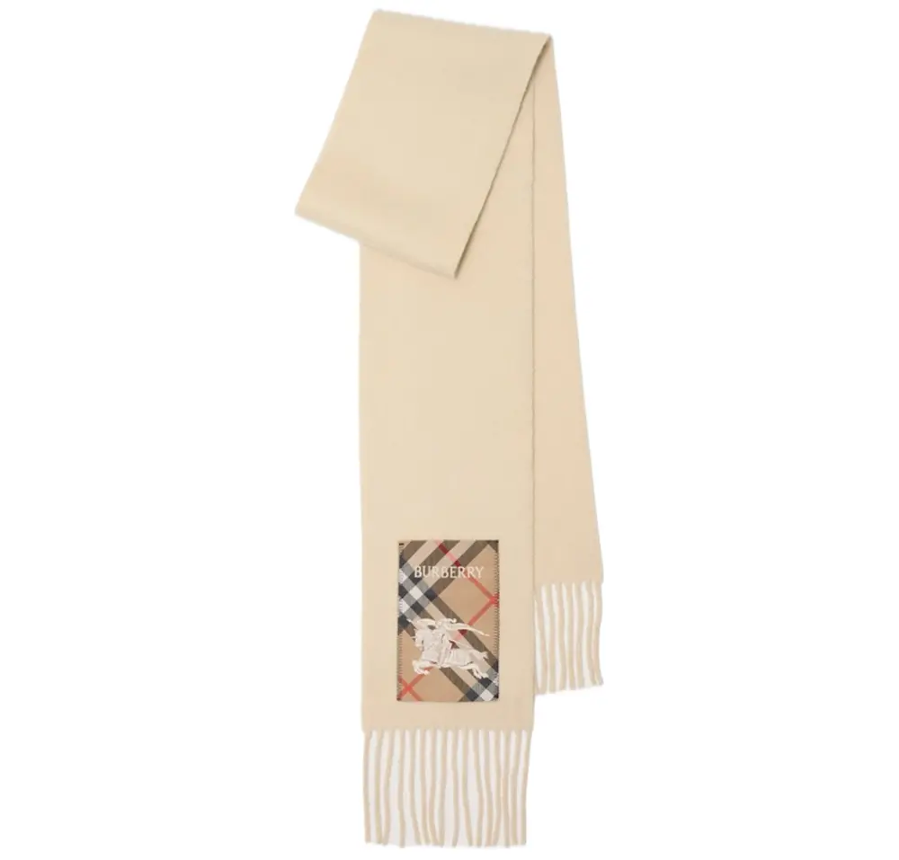 Khăn Burberry Check Label Cashmere Scarf 'Nutmeg' 81039951