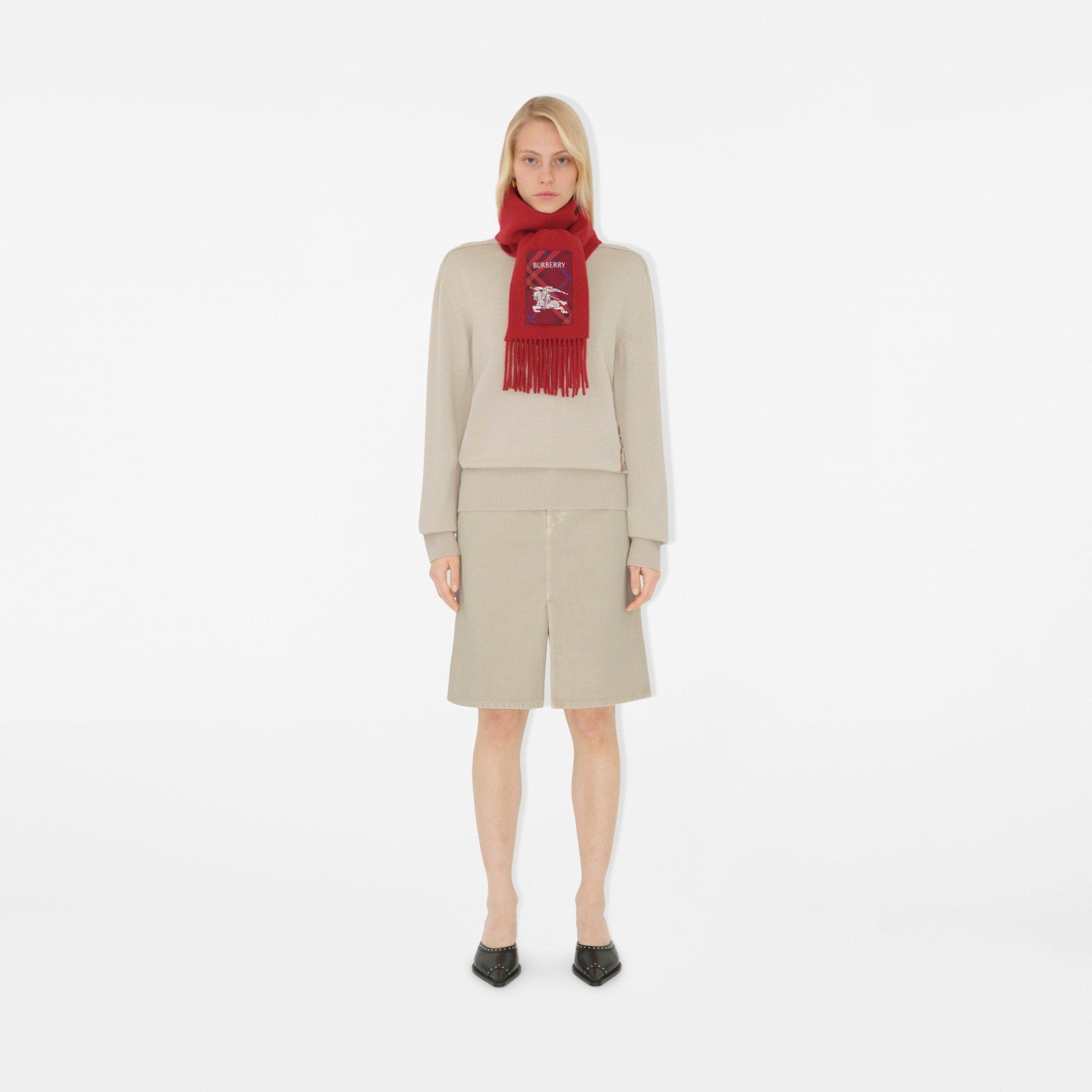 Khăn Burberry Check Label Cashmere Scarf 'Rust' 81039961 - Ảnh 2