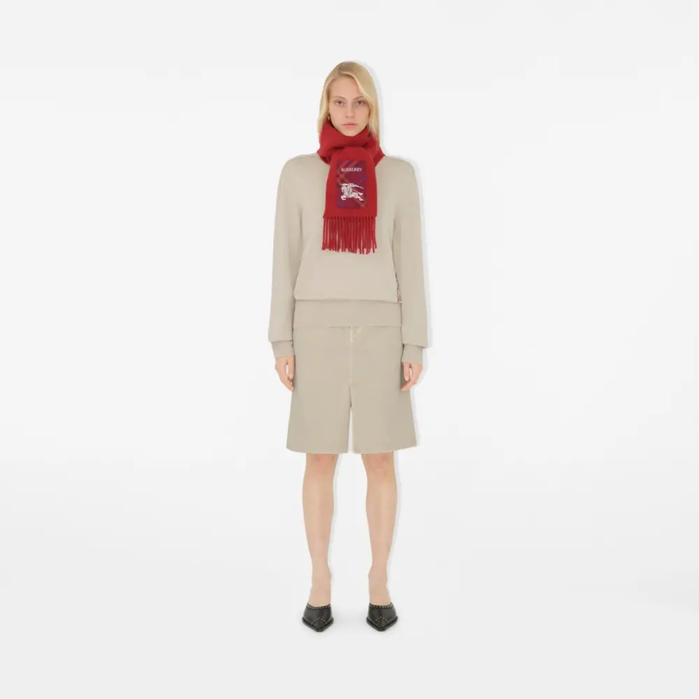 Alternative view of Khăn Burberry Check Label Cashmere Scarf 'Rust' 81039961