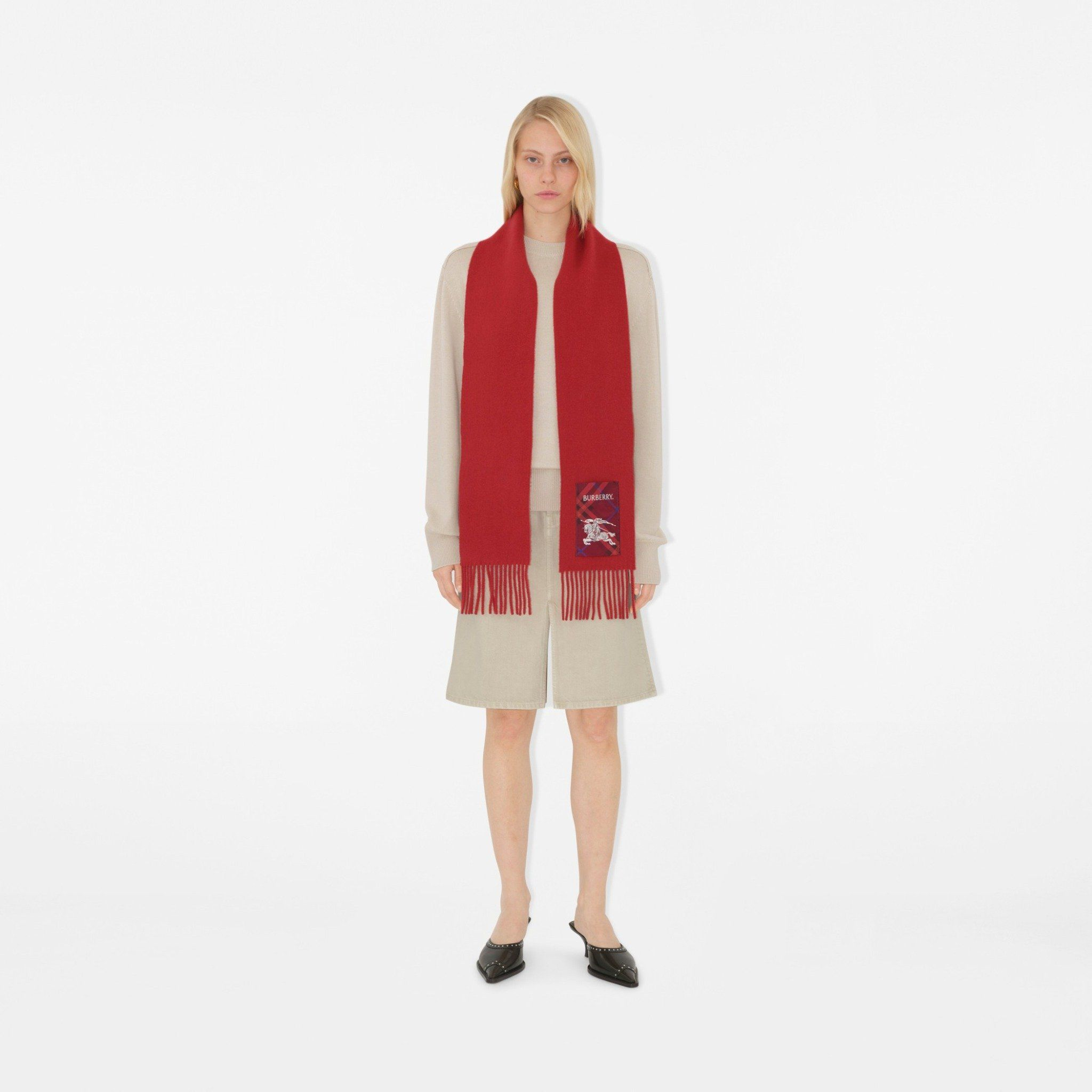 Khăn Burberry Check Label Cashmere Scarf 'Rust' 81039961 - Ảnh 3