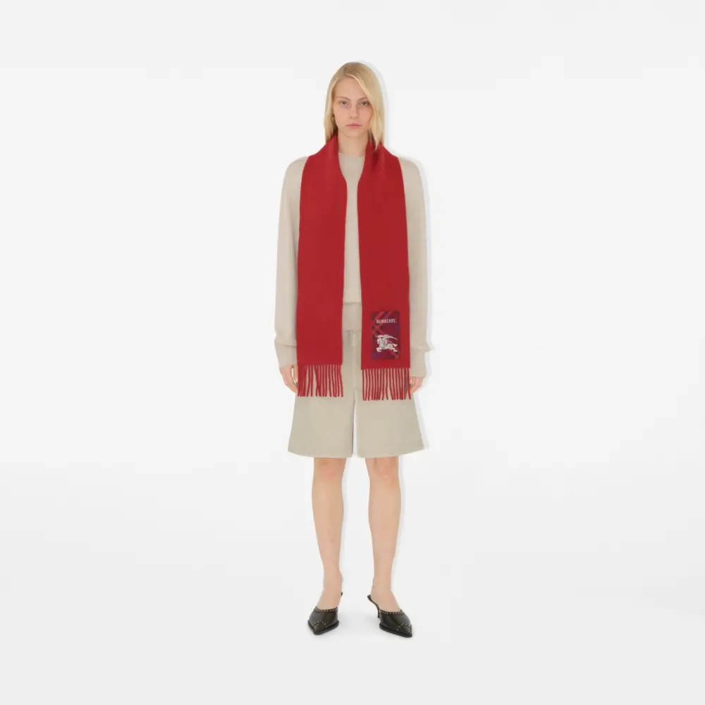 Khăn Burberry Check Label Cashmere Scarf 'Rust' 81039961 - Ảnh 3