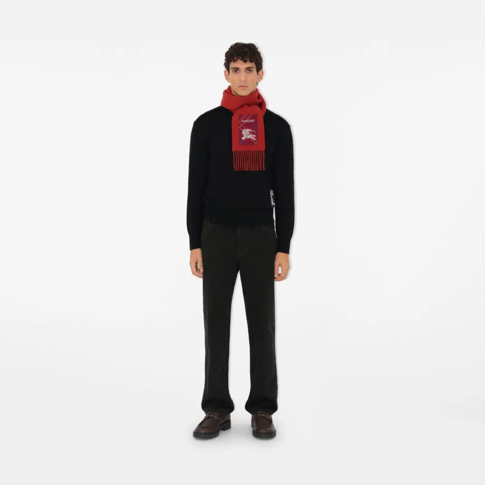 Khăn Burberry Check Label Cashmere Scarf 'Rust' 81039961 - Ảnh 4
