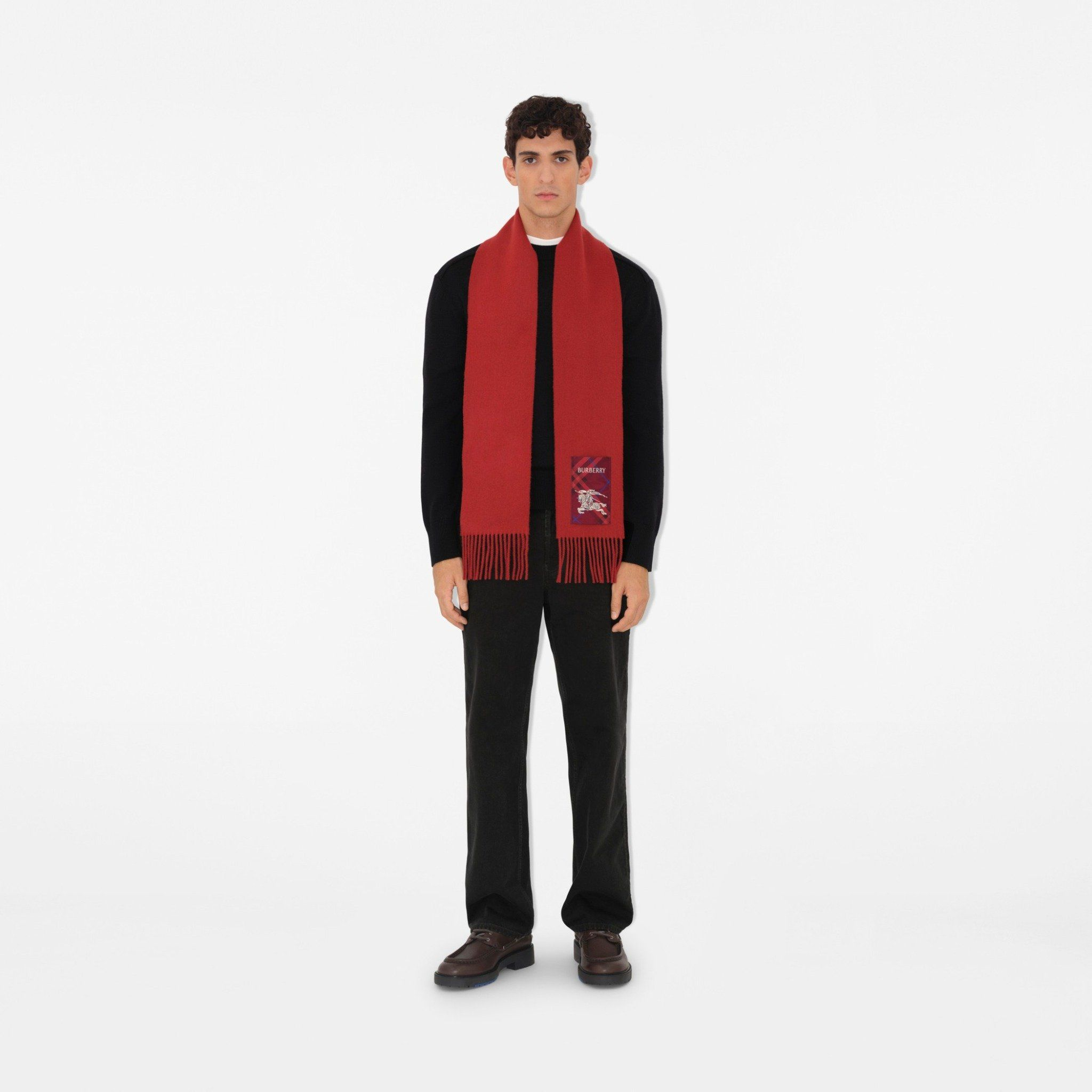 Khăn Burberry Check Label Cashmere Scarf 'Rust' 81039961 - Ảnh 5