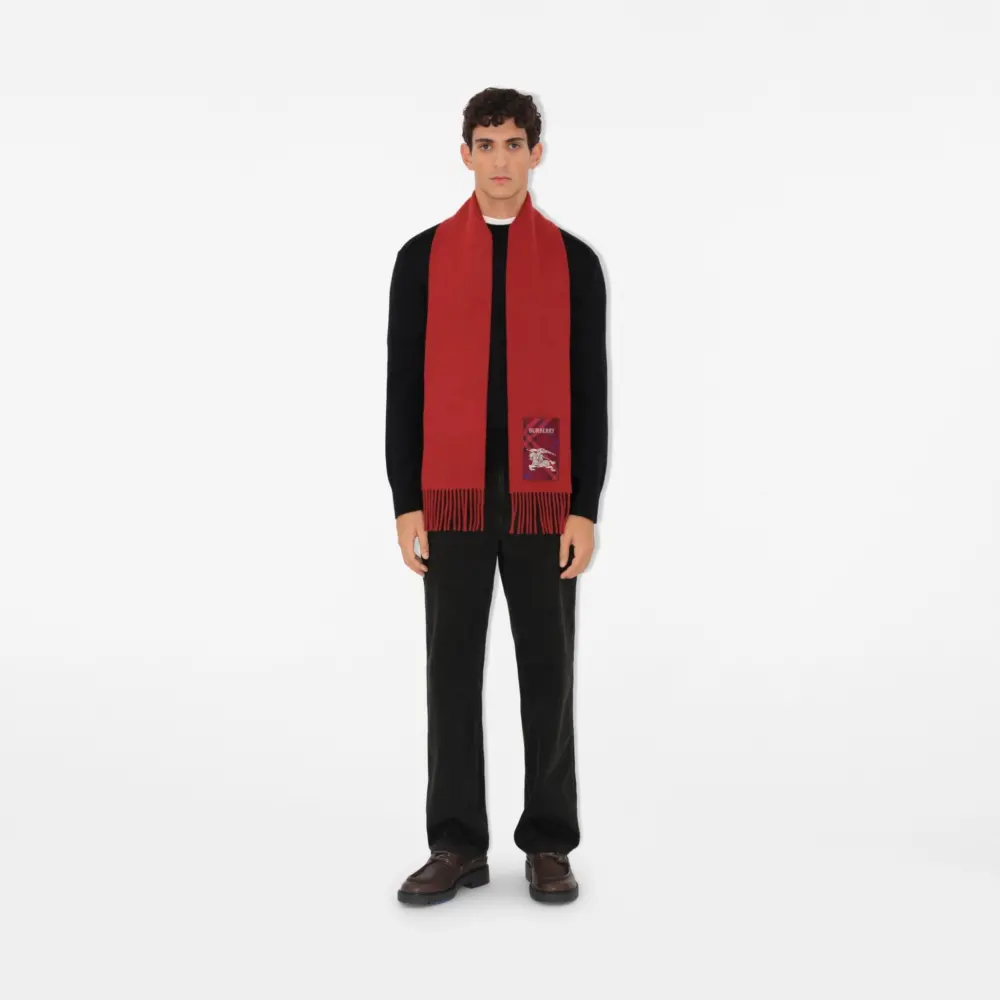 Khăn Burberry Check Label Cashmere Scarf 'Rust' 81039961 - Ảnh 5
