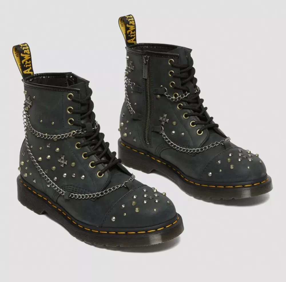 Giày Dr. Martens 1460 Studded Chain Lace Up ‘Black’ 27776001 - Ảnh 4