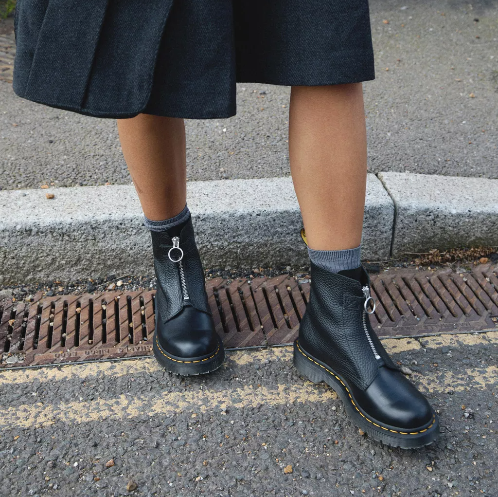 Giày Dr. Martens 1460 Front Zip Lace Up Boots ‘Black’ 32054001 - Ảnh 5