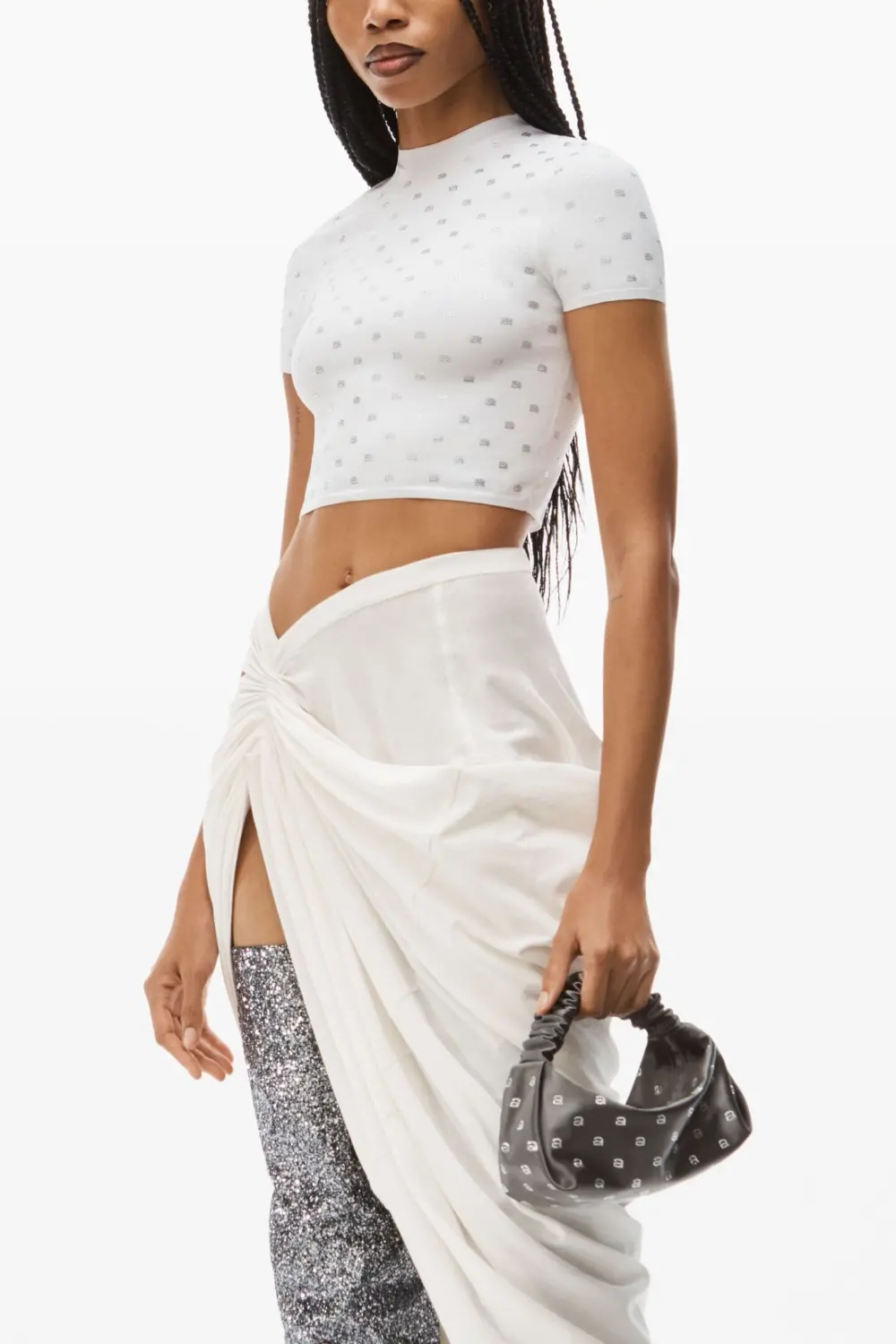 Túi Alexander Wang Hotfix Scrunchie Mini Bag In Satin 'Smoked Pearl' 20123R30T068 - Ảnh 4