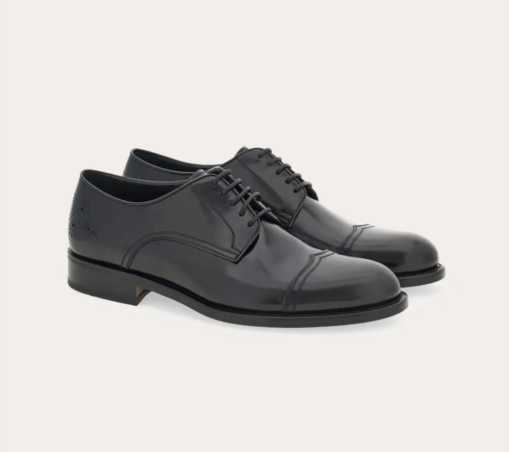Giày Salvatore Ferragamo Derby Toe ‘Black’ 027975-773610 - Ảnh 3
