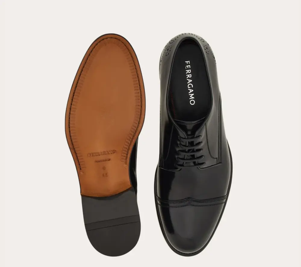 Giày Salvatore Ferragamo Derby Toe ‘Black’ 027975-773610 - Ảnh 4
