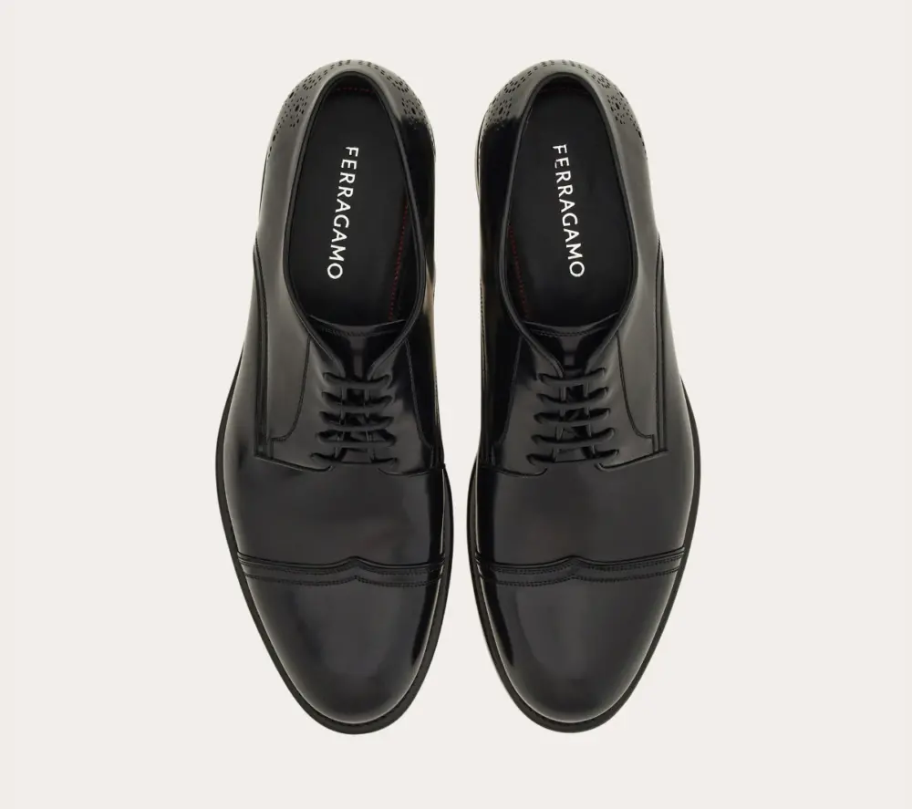 Giày Salvatore Ferragamo Derby Toe ‘Black’ 027975-773610 - Ảnh 5
