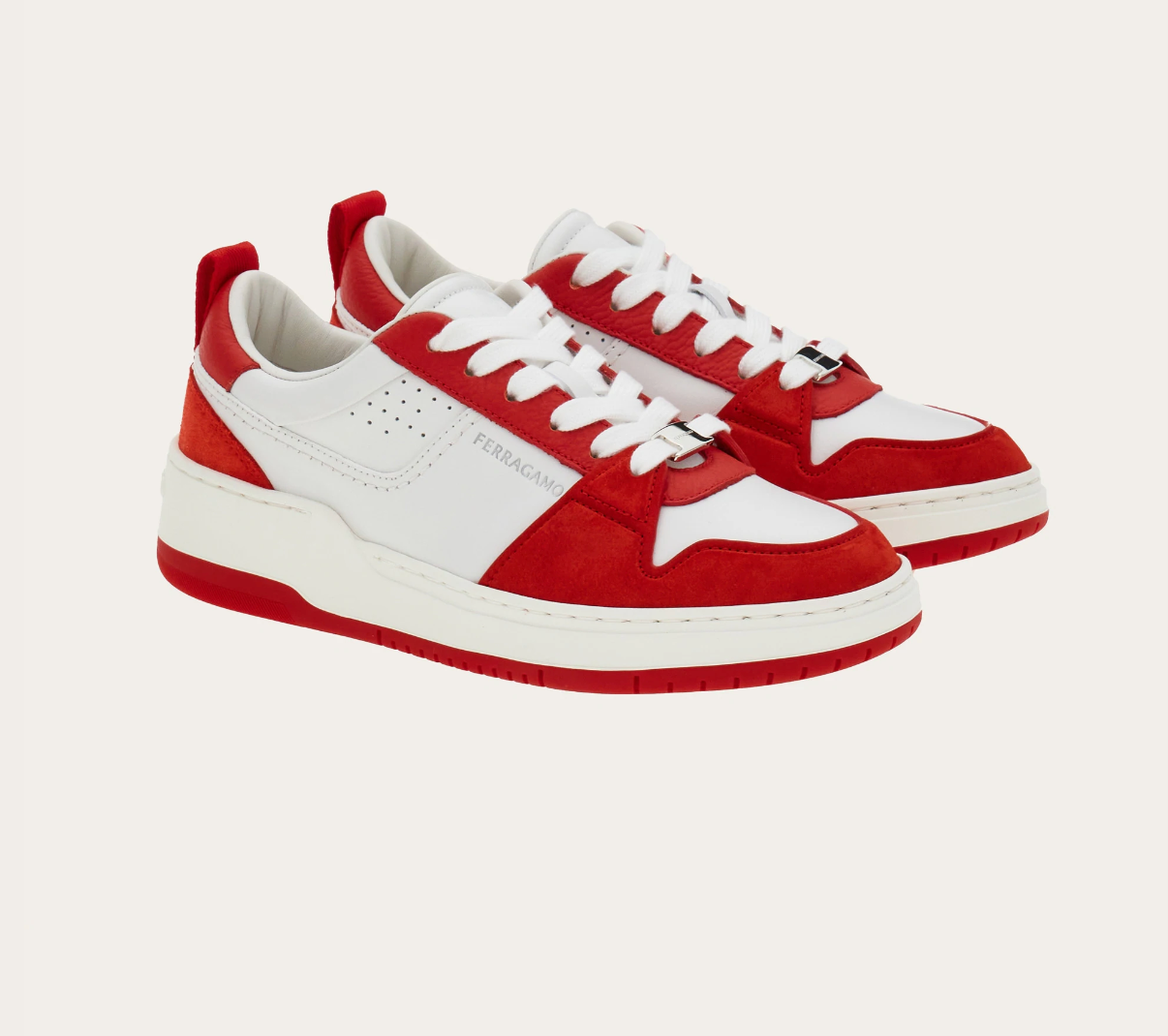 Alternative view of Giày Salvatore Ferragamo Suede Skate ‘White Red’ 022376-769635