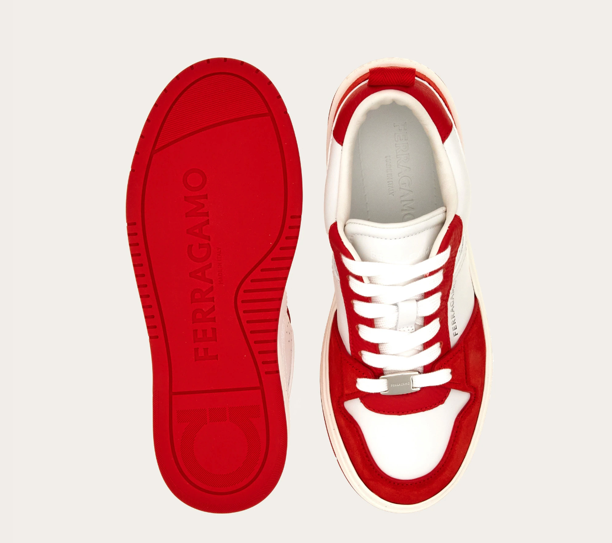 Giày Salvatore Ferragamo Suede Skate ‘White Red’ 022376-769635 - Ảnh 4