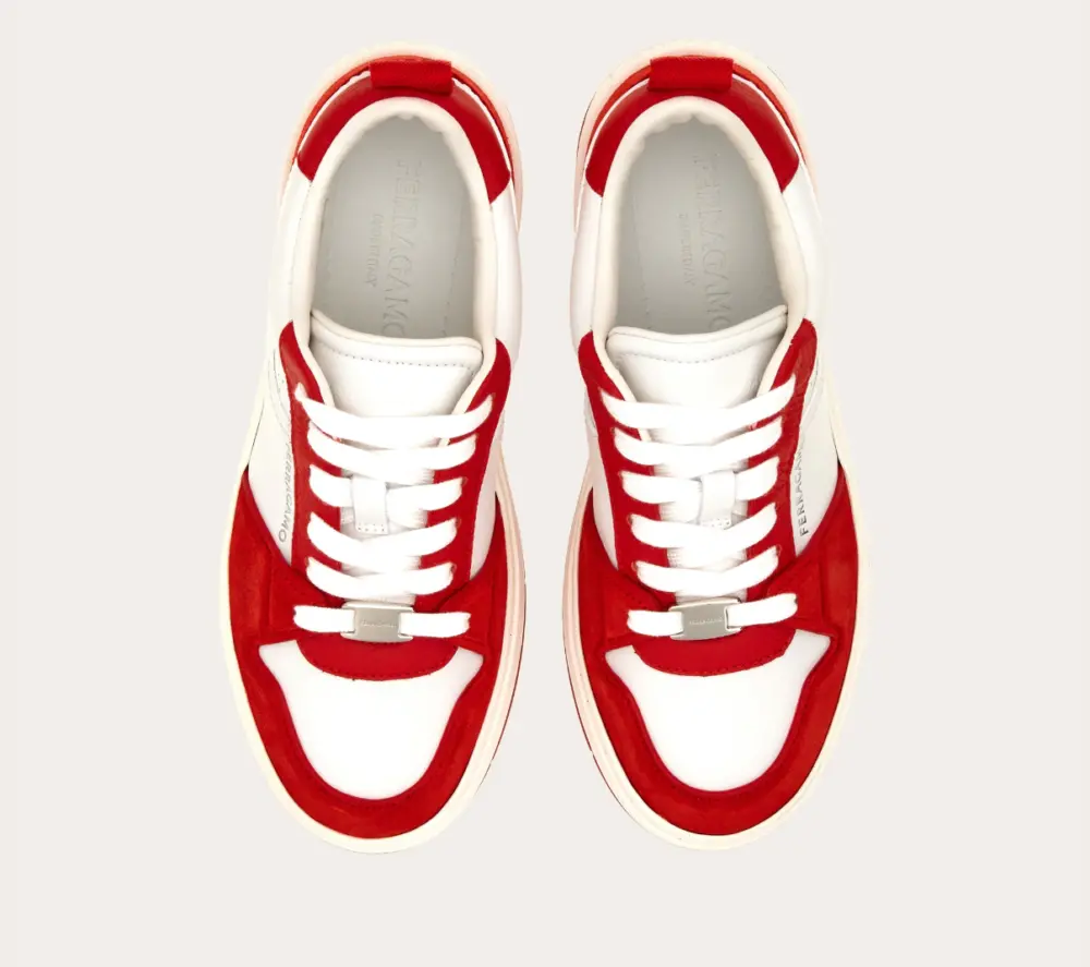 Giày Salvatore Ferragamo Suede Skate ‘White Red’ 022376-769635 - Ảnh 3
