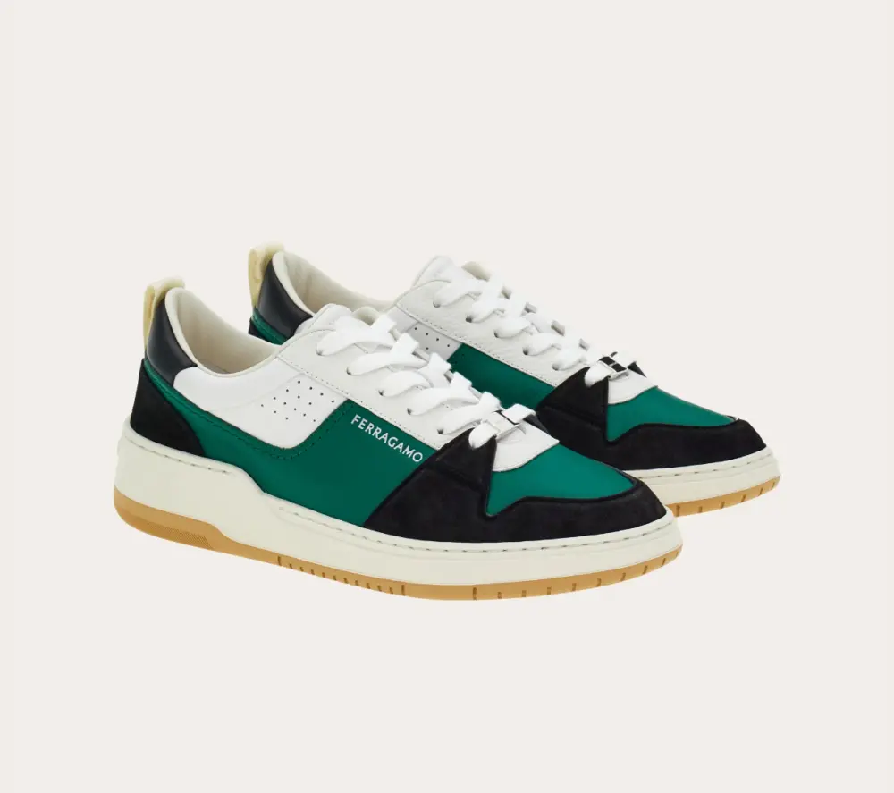Alternative view of Giày Salvatore Ferragamo Suede Patch Skate ‘Black Green’ 022376-769706