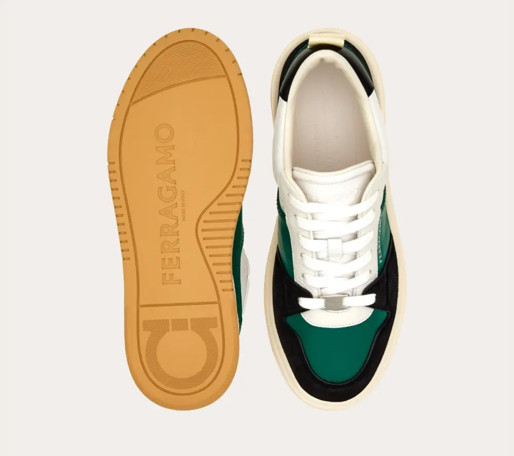 Giày Salvatore Ferragamo Suede Patch Skate ‘Black Green’ 022376-769706 - Ảnh 4