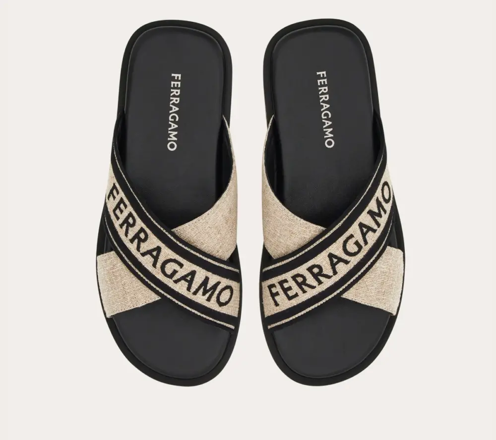 Dép Salvatore Ferragamo Sandal ‘Beige Black’ 028587-773762 - Ảnh 5