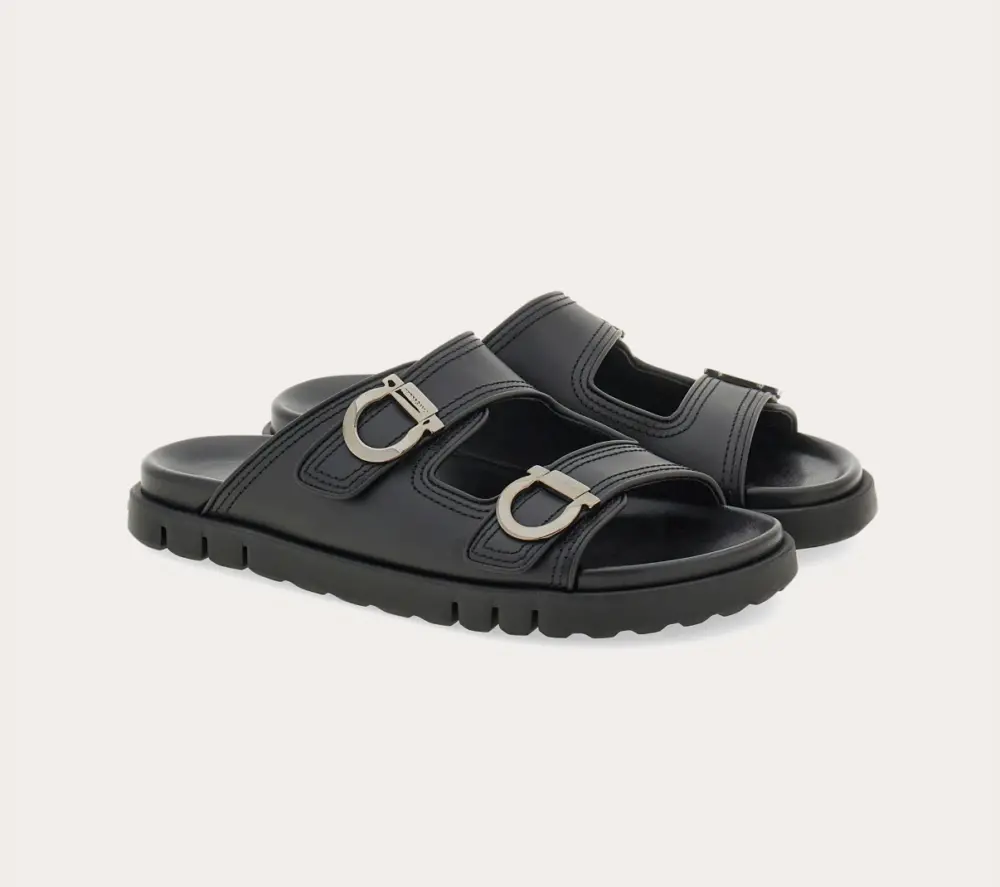 Dép Salvatore Ferragamo Double-strap Sandal ‘Black’ 027970-774491 - Ảnh 3