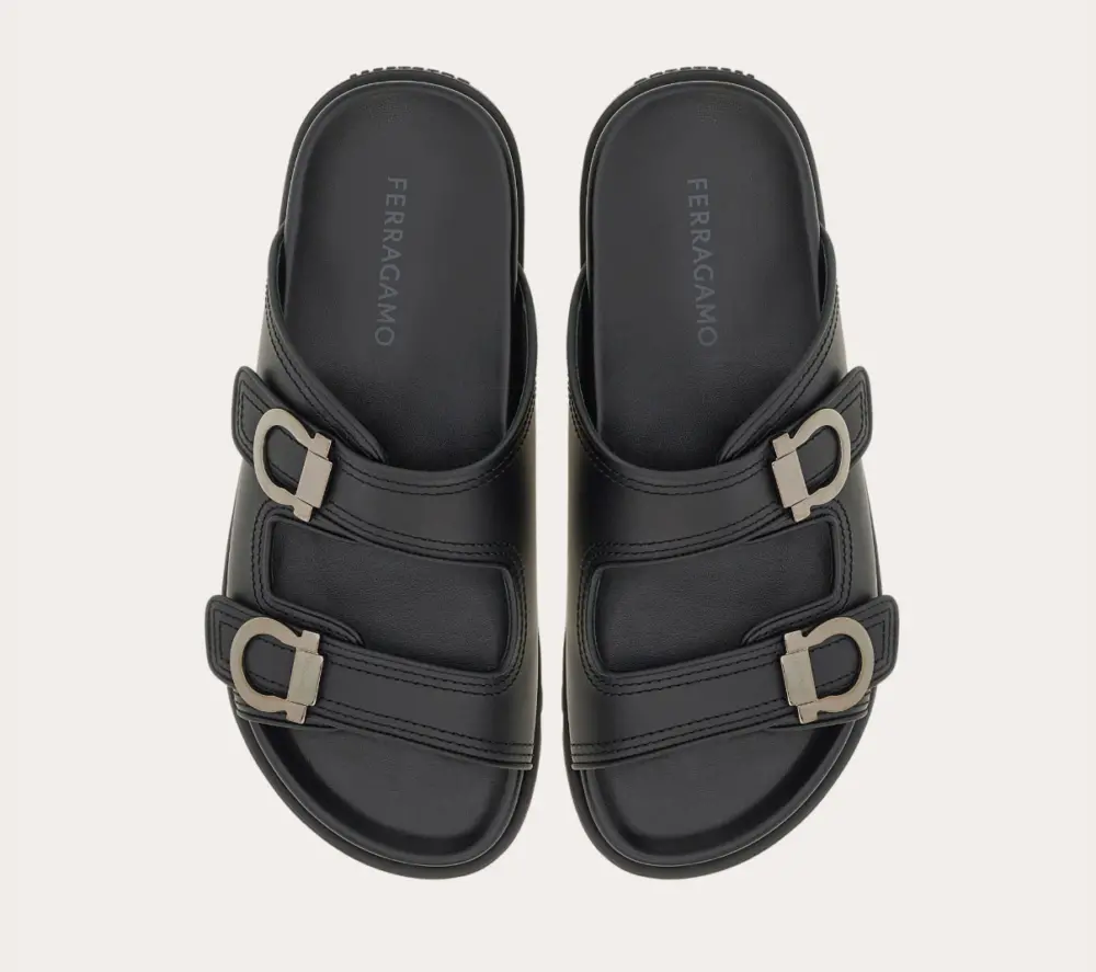 Dép Salvatore Ferragamo Double-strap Sandal ‘Black’ 027970-774491 - Ảnh 5