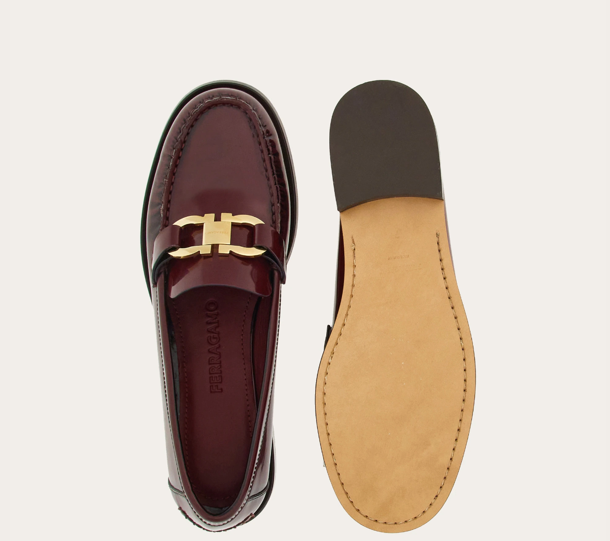 Alternative view of Giày Salvatore Ferragamo Moccasin Gancini Ornament ‘Burgundy’ 01H443-769633