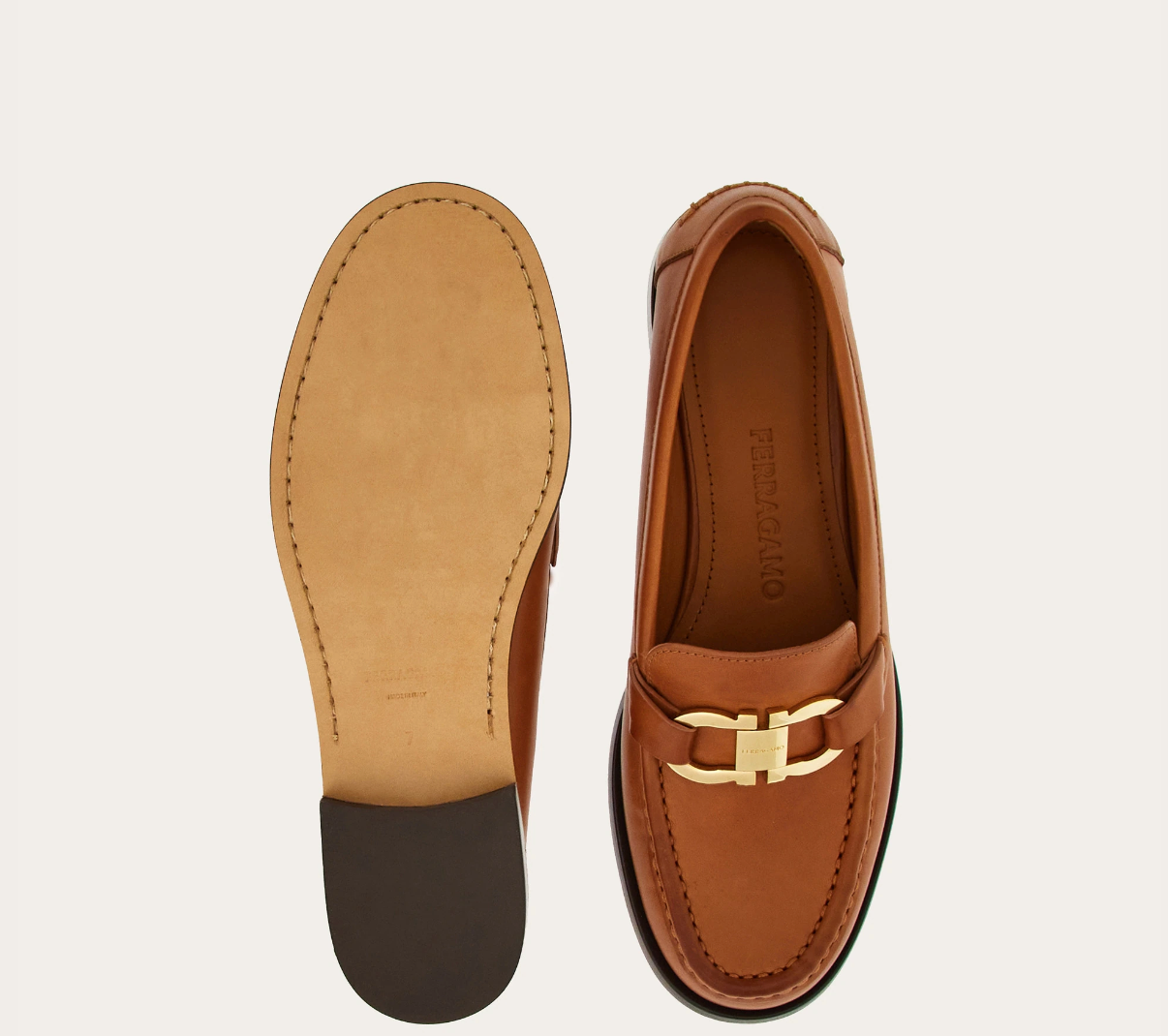 Alternative view of Giày Salvatore Ferragamo Moccasin Gancini Ornament ‘Tan’ 01H704-769756
