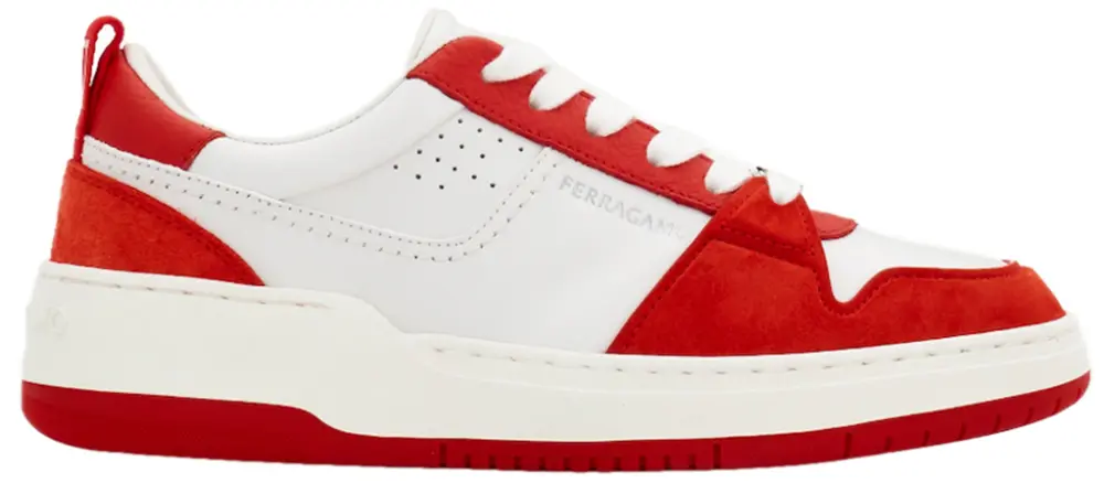 Giày Salvatore Ferragamo Suede Skate ‘White Red’ 022376-769635