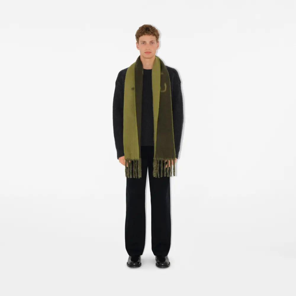 Khăn Burberry Reversible Logo Alpaca Wool Blend Scarf 'Acre' 80972161 - Ảnh 4