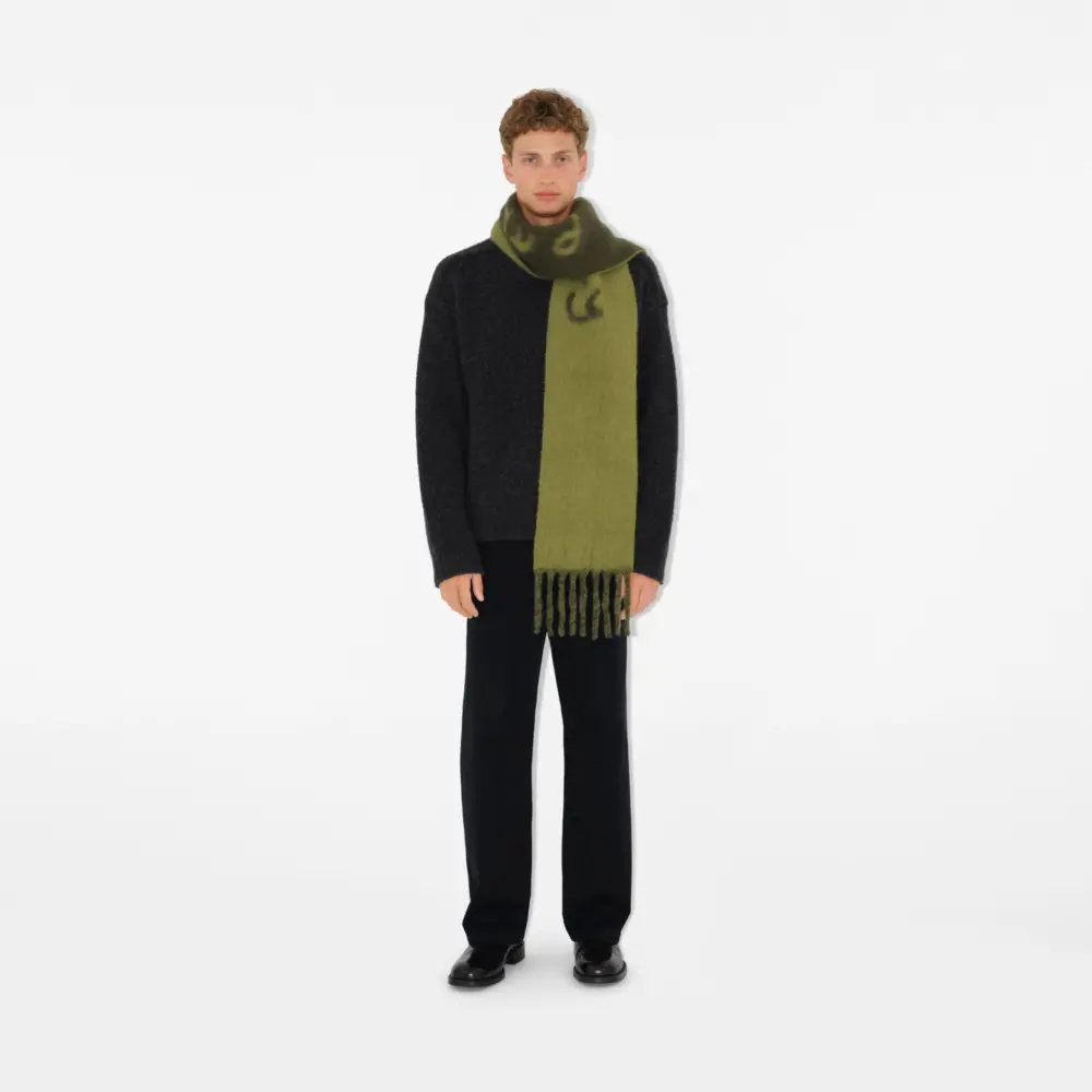 Khăn Burberry Reversible Logo Alpaca Wool Blend Scarf 'Acre' 80972161 - Ảnh 5