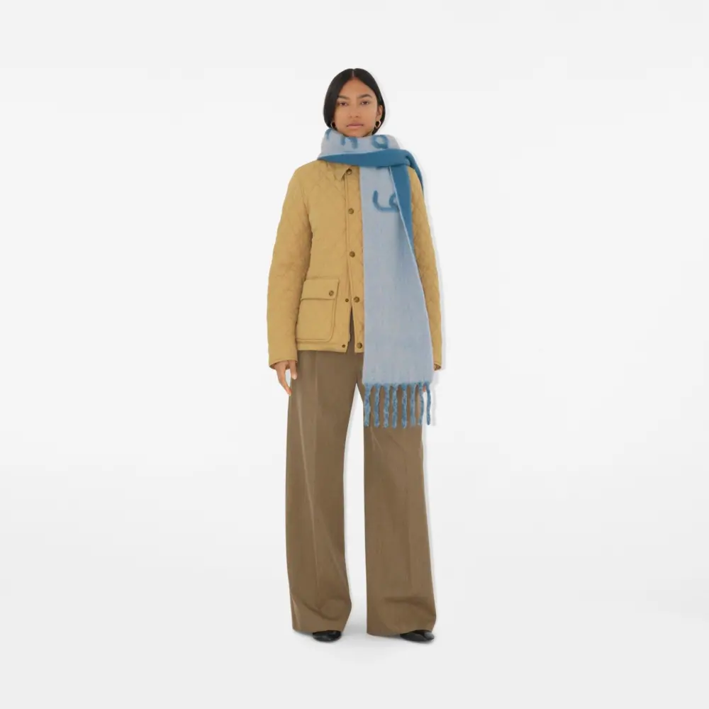 Alternative view of Khăn Burberry Reversible Logo Alpaca Wool Blend Scarf 'Blue' 80972171