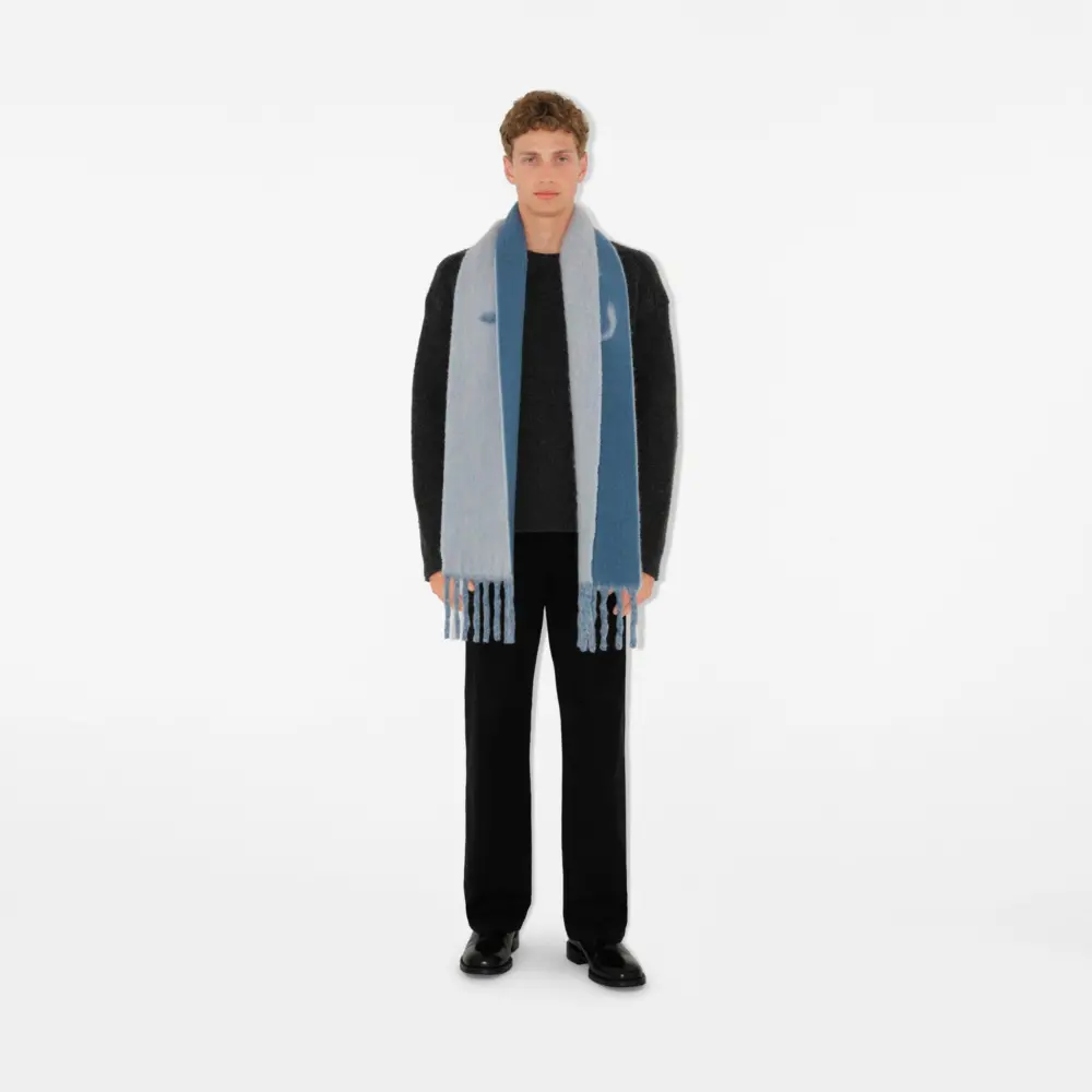 Khăn Burberry Reversible Logo Alpaca Wool Blend Scarf 'Blue' 80972171 - Ảnh 4