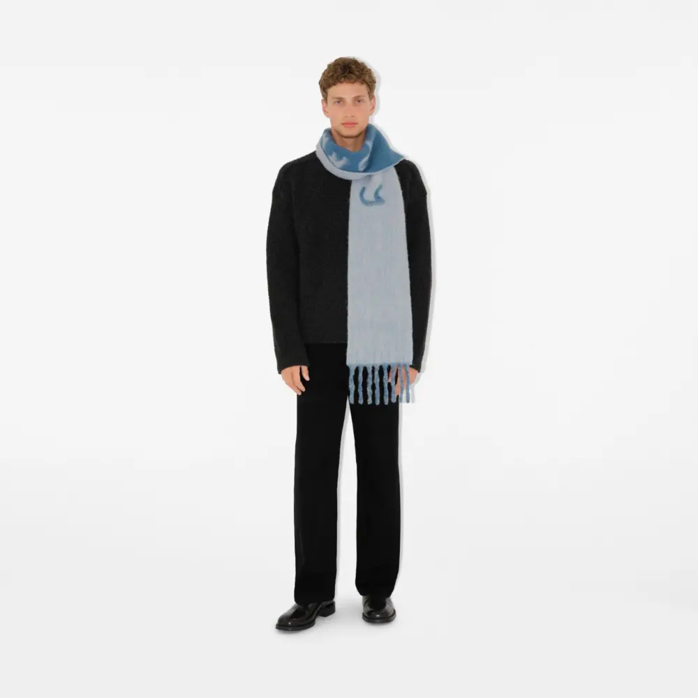 Khăn Burberry Reversible Logo Alpaca Wool Blend Scarf 'Blue' 80972171 - Ảnh 5