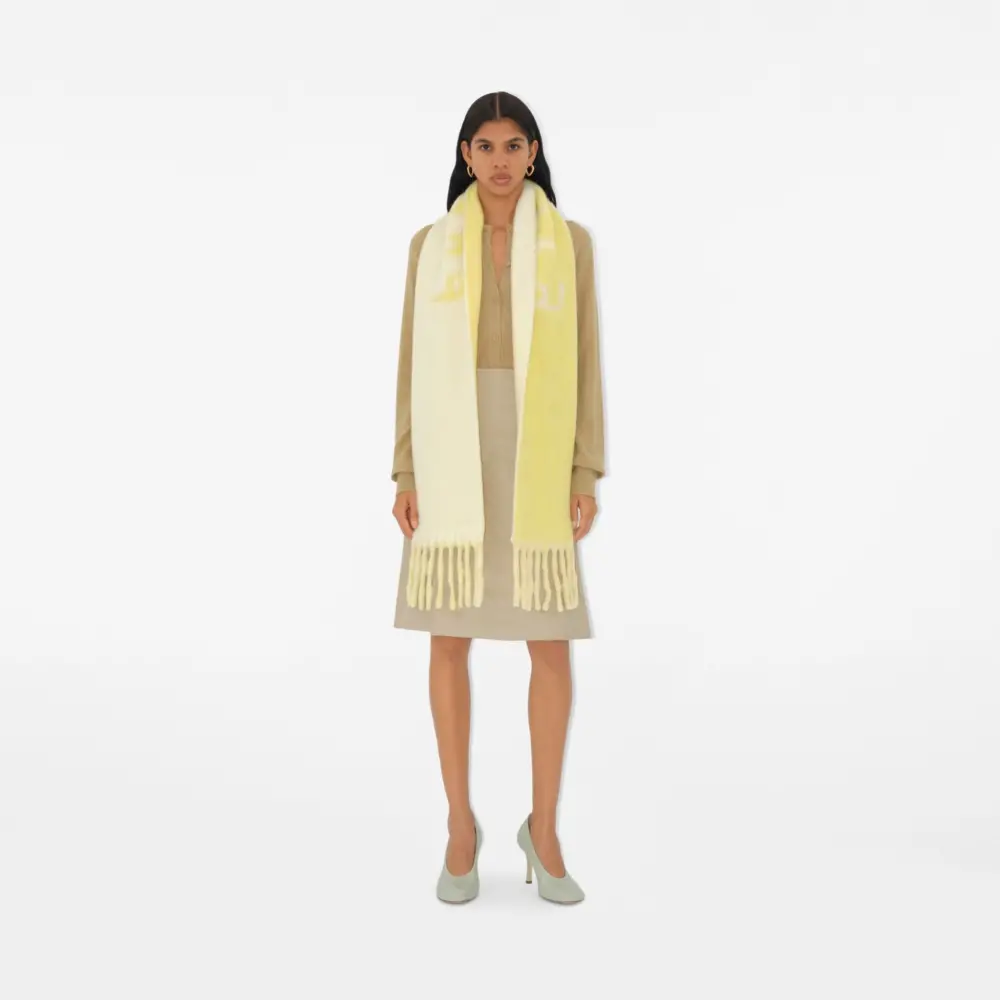 Khăn Burberry Reversible Logo Alpaca Wool Blend Scarf 'Sandstone' 80972111 - Ảnh 3