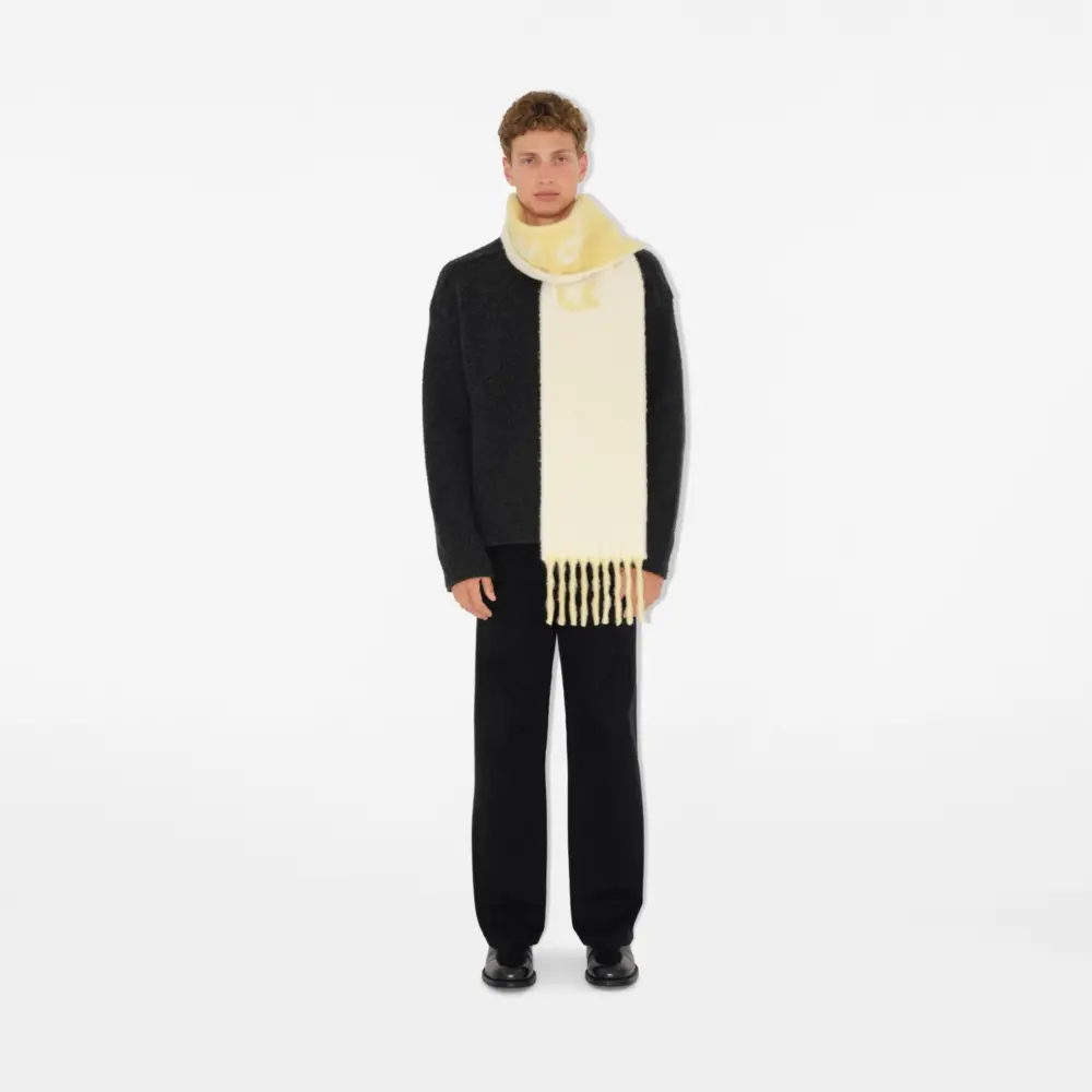 Khăn Burberry Reversible Logo Alpaca Wool Blend Scarf 'Sandstone' 80972111 - Ảnh 5