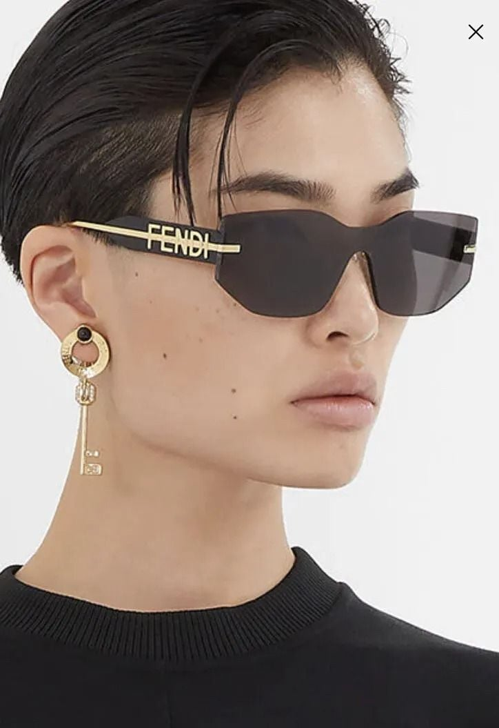 Kính Fendi Oversized Logo Metal Shield Sunglasses 'Black' FE40066U-30A-00 - Ảnh 4