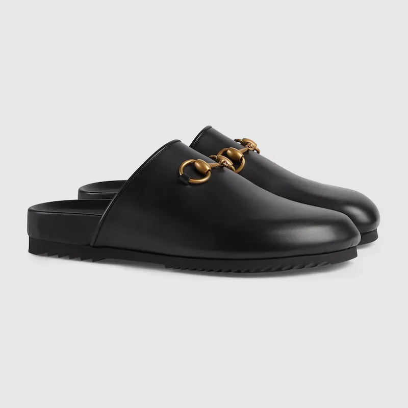 Giày Gucci Horsebit Slipper ‘Black Leather’ 749752-1W600-1000 - Ảnh 3