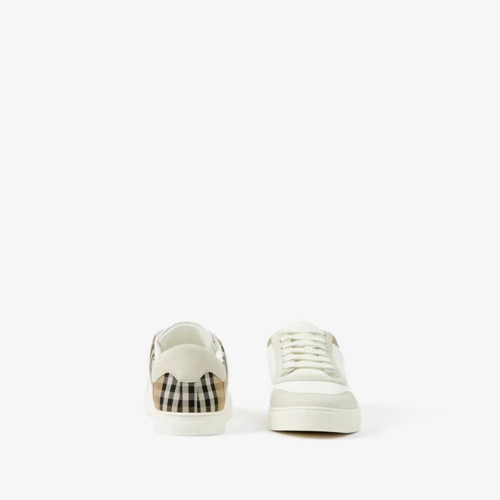Giày Burberry Leather Check Sneakers ‘White Beige’ 80690891 - Ảnh 3