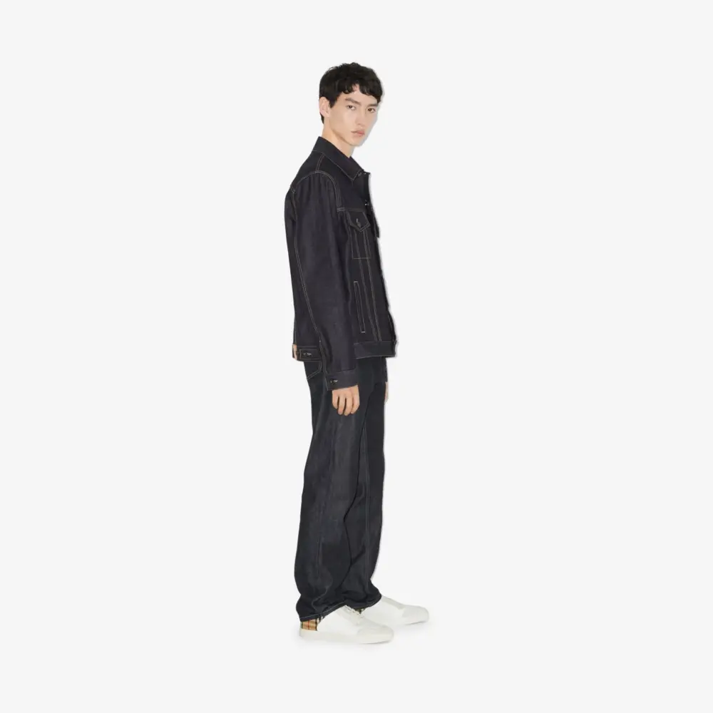 Alternative view of Giày Burberry Leather Check Sneakers ‘White Beige’ 80690891