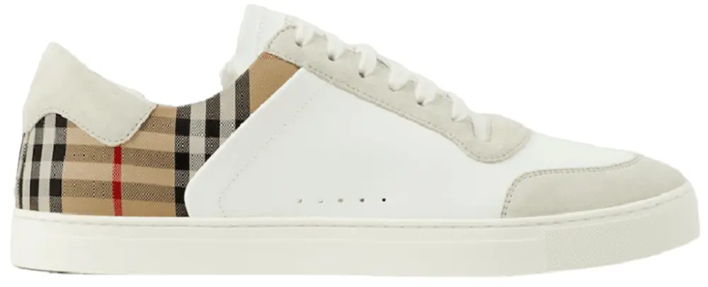 Giày Burberry Leather Check Sneakers ‘White Beige’ 80690891