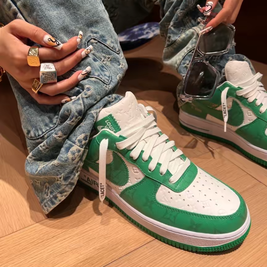 Giày Nike Air Force 1 Low x Louis Vuitton Virgil Abloh ‘White Green’ 1A9V9V - Ảnh 3