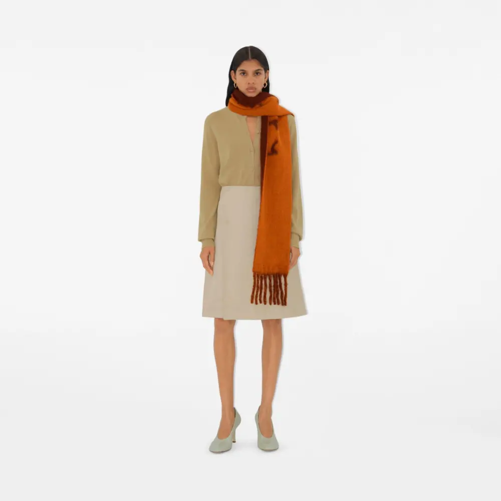 Alternative view of Khăn Burberry Reversible Logo Alpaca Wool Blend Scarf 'Ginger' 80972151