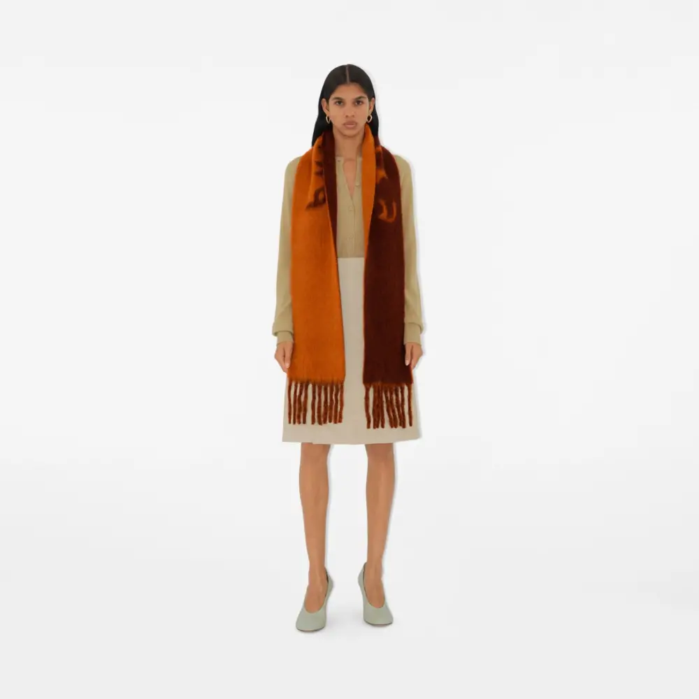 Khăn Burberry Reversible Logo Alpaca Wool Blend Scarf 'Ginger' 80972151 - Ảnh 3