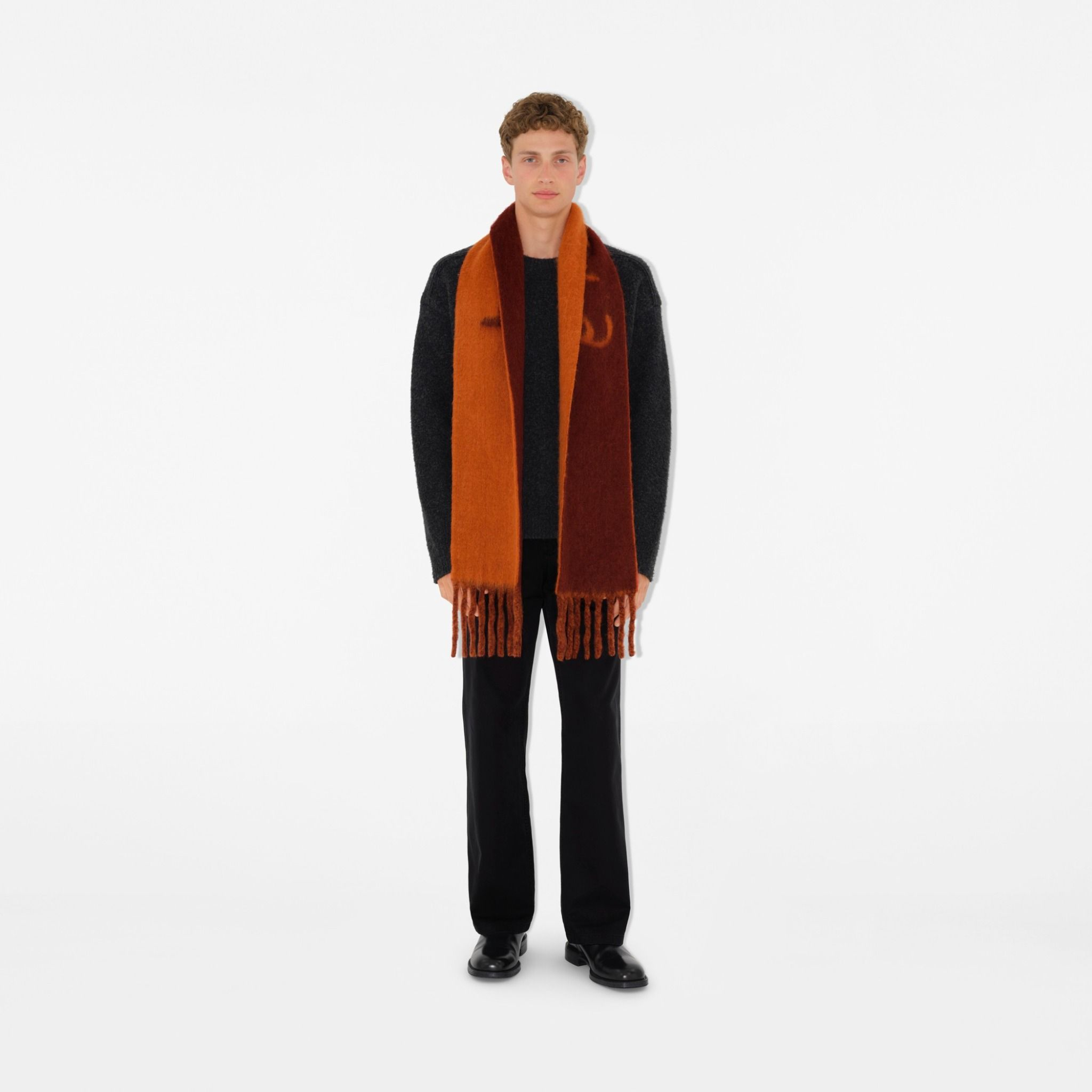 Khăn Burberry Reversible Logo Alpaca Wool Blend Scarf 'Ginger' 80972151 - Ảnh 4