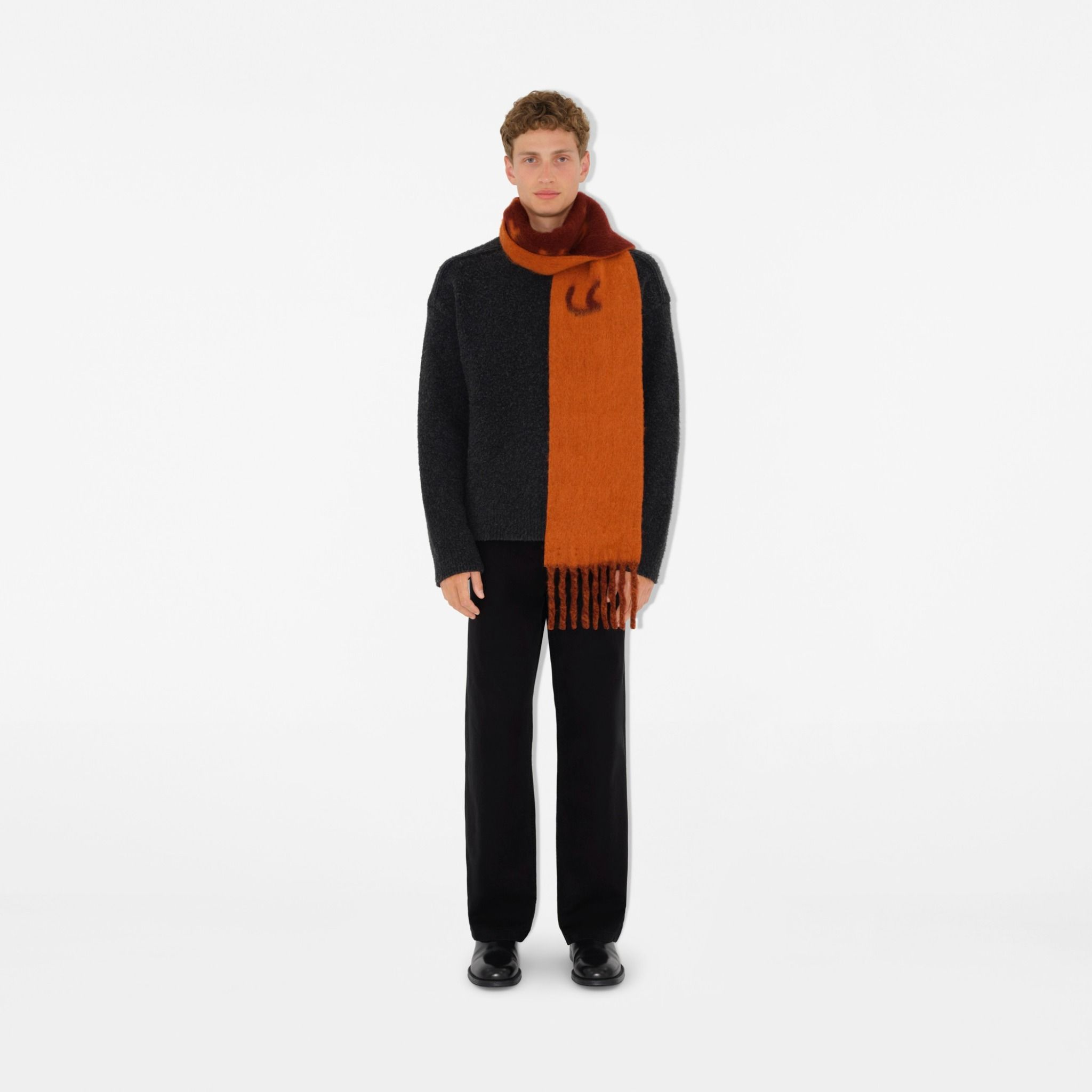 Khăn Burberry Reversible Logo Alpaca Wool Blend Scarf 'Ginger' 80972151 - Ảnh 5